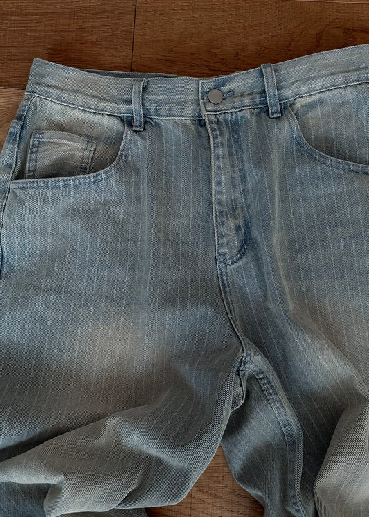 MAGNOLIA Pickle Stripe Curved Denim Pants(I/BLUE(インディゴブルー),L/BLUE(ライトブルー)) 商品画像4/22