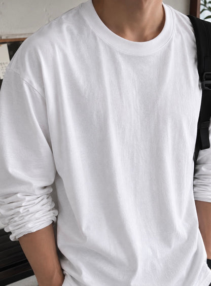 MAGNOLIA Pigment Drop-Shoulder Long Sleeve Tee(WHITE,BROWN,LIGHT GRAY,NAVY,CHARCOAL,BLACK) 商品画像1/20