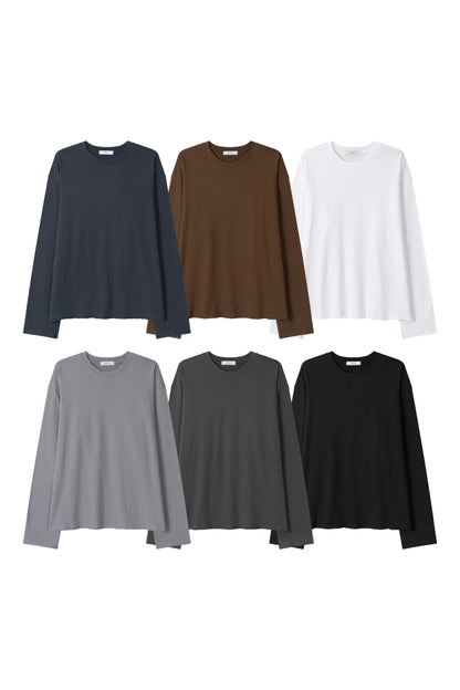 MAGNOLIA Pigment Drop-Shoulder Long Sleeve Tee(WHITE,BROWN,LIGHT GRAY,NAVY,CHARCOAL,BLACK) 商品画像6/20