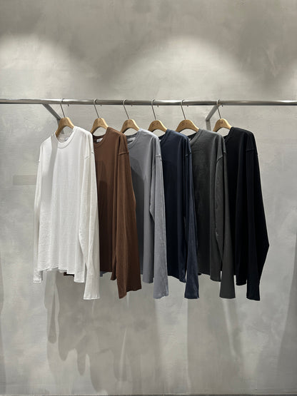 MAGNOLIA Pigment Drop-Shoulder Long Sleeve Tee(WHITE,BROWN,LIGHT GRAY,NAVY,CHARCOAL,BLACK) 商品画像7/20