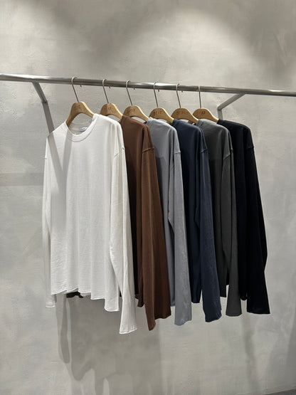 MAGNOLIA Pigment Drop-Shoulder Long Sleeve Tee(WHITE,BROWN,LIGHT GRAY,NAVY,CHARCOAL,BLACK) 商品画像20/20