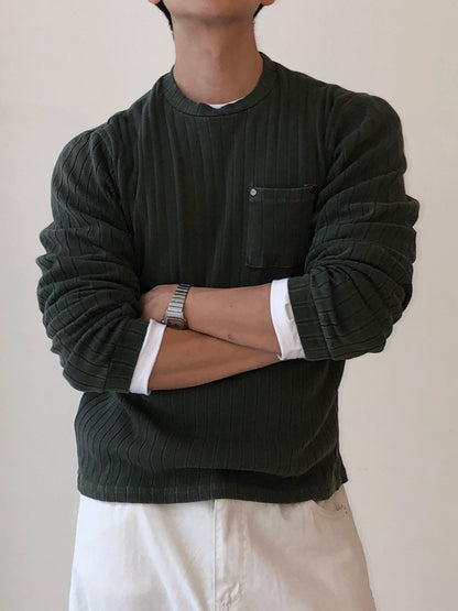 MAGNOLIA Pigment Ribbed Pocket Tee(BLACK, KHAKI, GRAY) 商品画像4/15