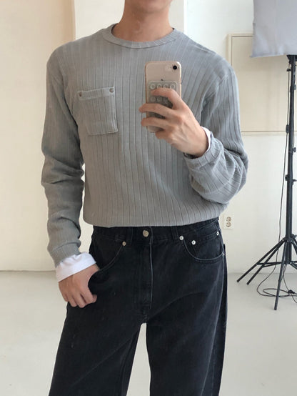 MAGNOLIA Pigment Ribbed Pocket Tee(BLACK, KHAKI, GRAY) 商品画像5/15