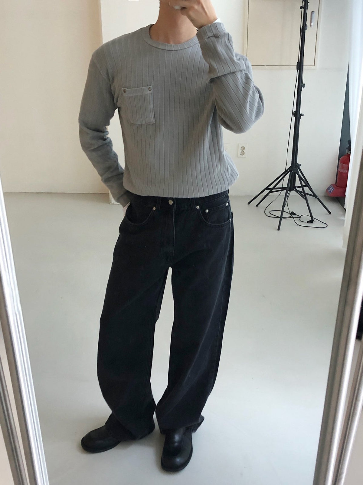 MAGNOLIA Pigment Ribbed Pocket Tee(BLACK, KHAKI, GRAY) 商品画像6/15