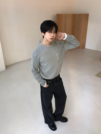 MAGNOLIA Pigment Ribbed Pocket Tee(BLACK, KHAKI, GRAY) 商品画像7/15