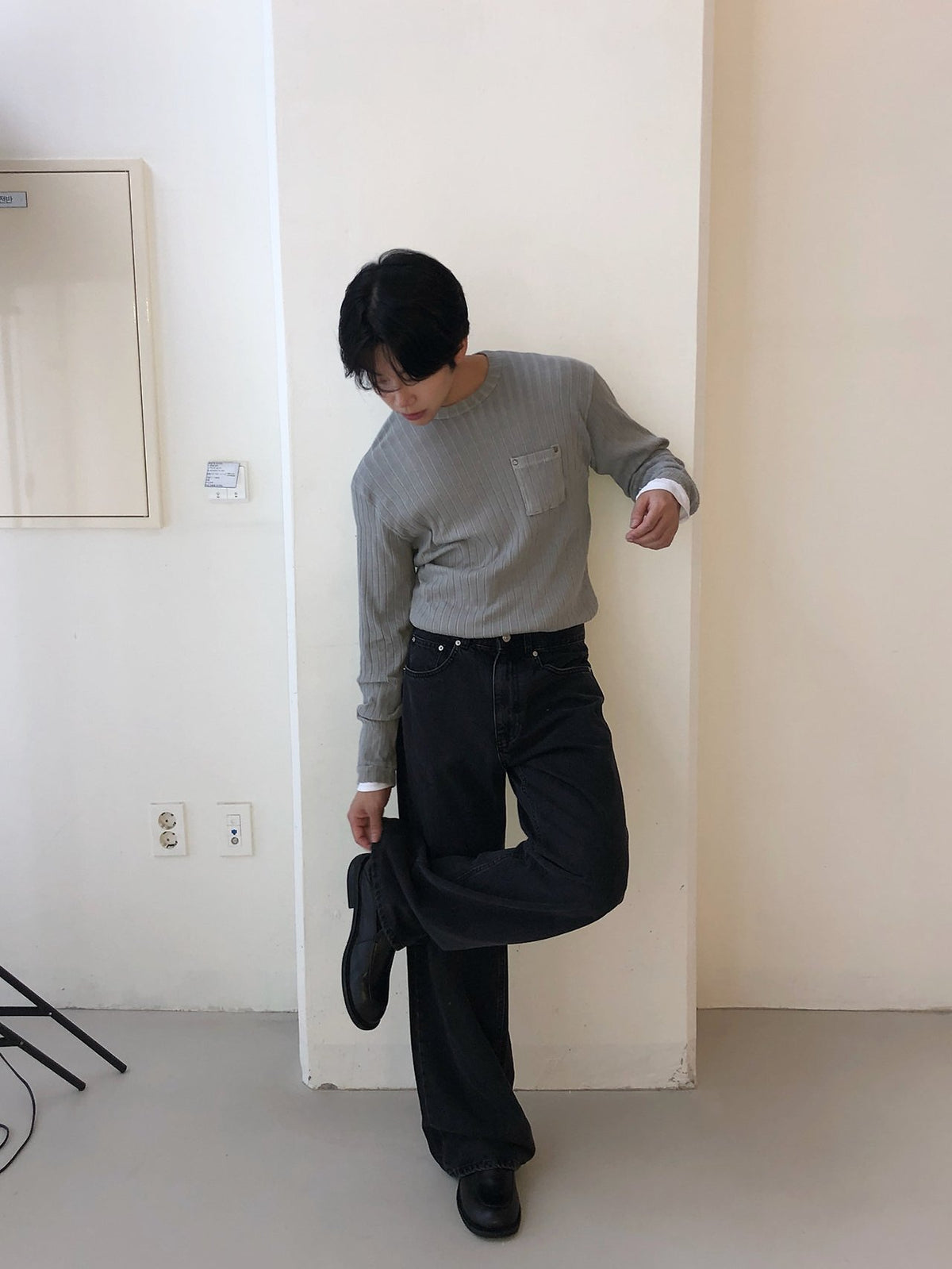 MAGNOLIA Pigment Ribbed Pocket Tee(BLACK, KHAKI, GRAY) 商品画像8/15