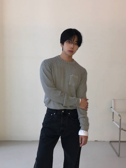 MAGNOLIA Pigment Ribbed Pocket Tee(BLACK, KHAKI, GRAY) 商品画像9/15