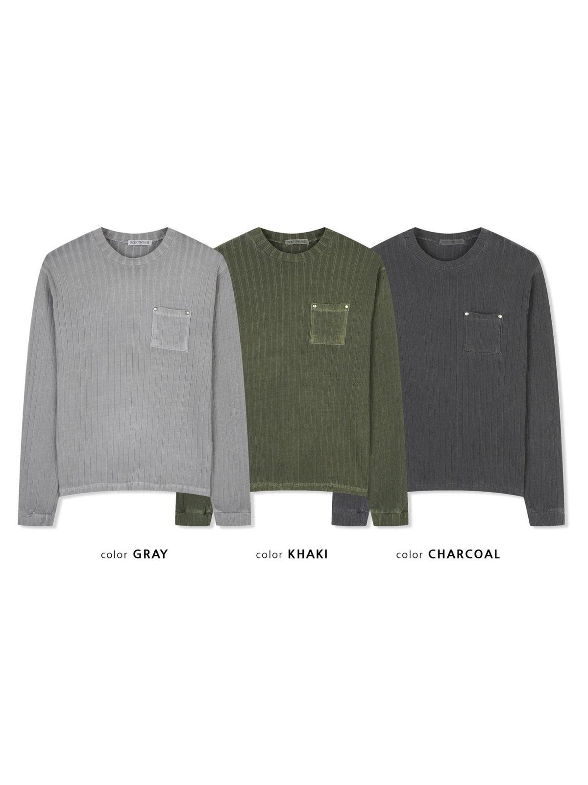 MAGNOLIA Pigment Ribbed Pocket Tee(BLACK, KHAKI, GRAY) 商品画像10/15