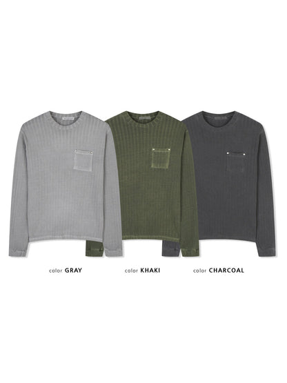 MAGNOLIA Pigment Ribbed Pocket Tee(BLACK, KHAKI, GRAY) 商品画像10/15