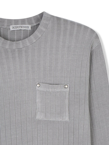 MAGNOLIA Pigment Ribbed Pocket Tee(BLACK, KHAKI, GRAY) 商品画像13/15