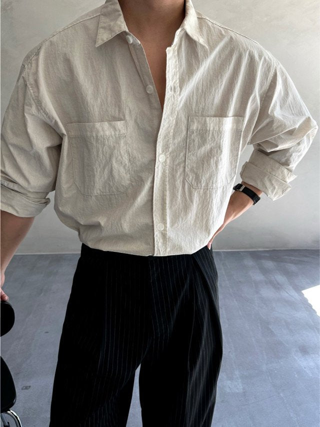Pigment-Washed Nylon Shirt Jacket