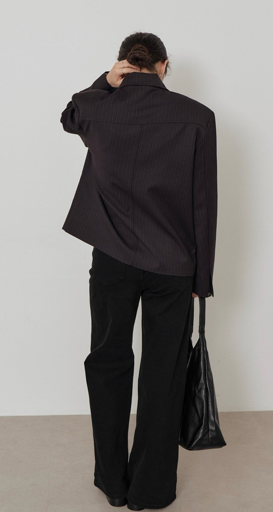 MAGNOLIA Pinstripe Short Jacket(CHARCOAL,BLACK) 商品画像6/15