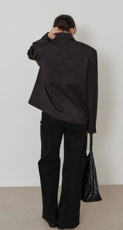 MAGNOLIA Pinstripe Short Jacket(CHARCOAL,BLACK) 商品画像6/15