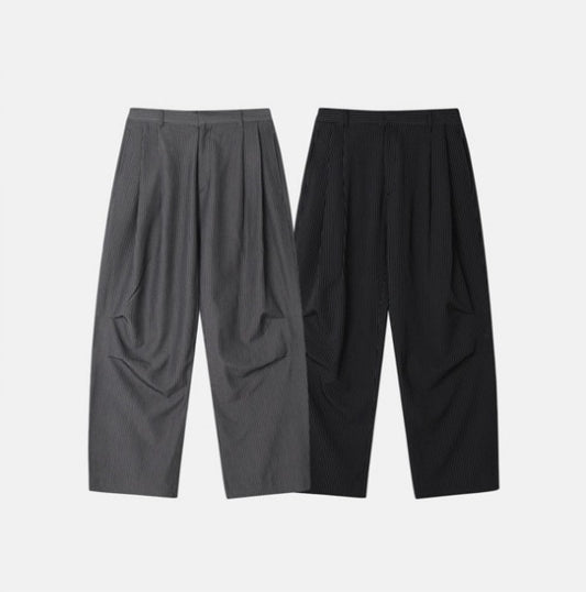 MAGNOLIA Pinstripe Wide Dart Slacks(BLACK,GRAY) 商品画像2/4