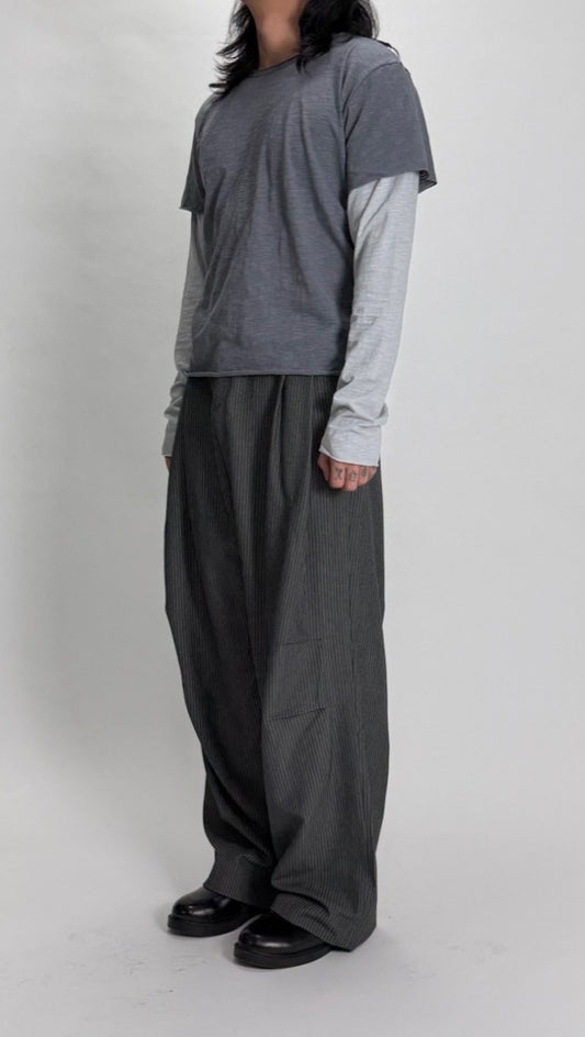 MAGNOLIA Pinstripe Wide Dart Slacks(BLACK,GRAY) 商品画像4/4