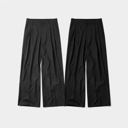 MAGNOLIA Pinstripe Wide Slacks(CHARCOAL STRIPE,BLACK STRIPE) 商品画像2/14