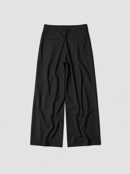 MAGNOLIA Pinstripe Wide Slacks(CHARCOAL STRIPE,BLACK STRIPE) 商品画像5/14