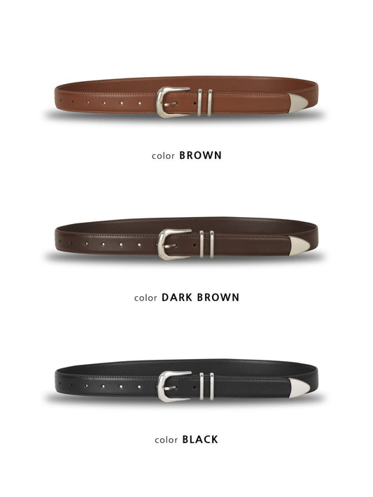 MAGNOLIA Pure Leather Minimal Belt(BLACK,BROWN,DARK BROWN) 商品画像1/10