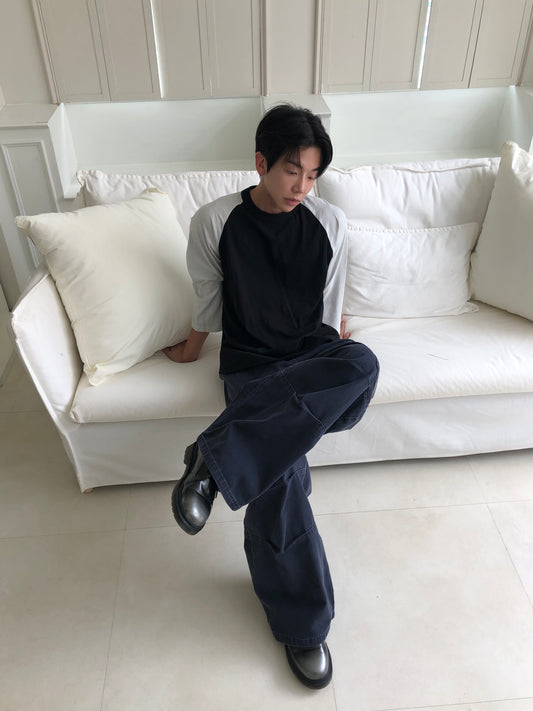 MAGNOLIA Raglan Long Sleeve Baseball Tee(BLACK/GRAY) 商品画像3/24