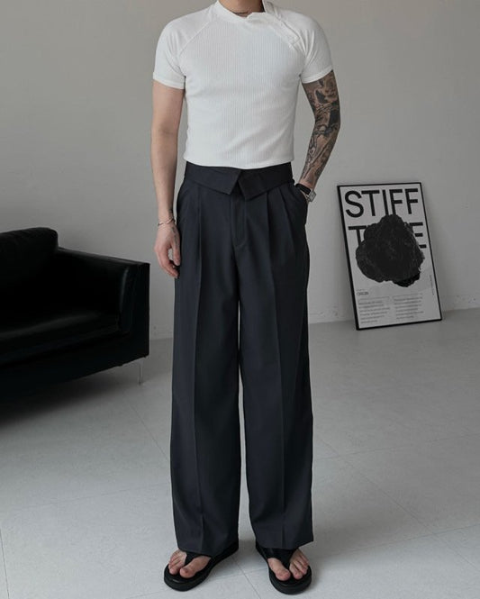 MAGNOLIA Regle Two-Tuck Wide Slacks(BLACK,CHARCOAL) 商品画像1/18