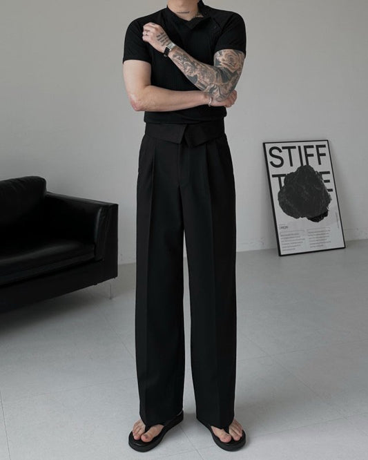 MAGNOLIA Regle Two-Tuck Wide Slacks(BLACK,CHARCOAL) 商品画像5/18