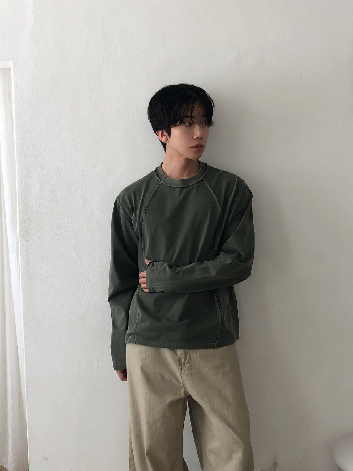 MAGNOLIA Reverse Pigment Long Sleeve Tee(KHAKI, NAVY, CHARCOAL) 商品画像2/15