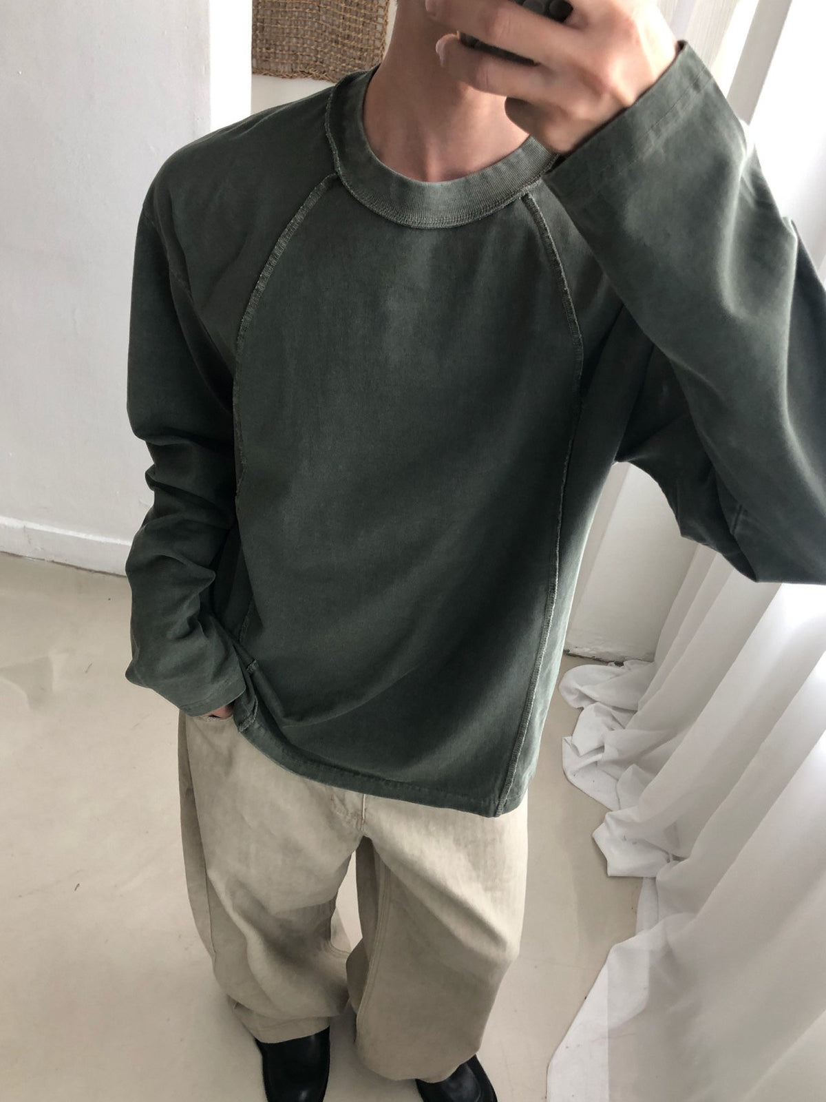 MAGNOLIA Reverse Pigment Long Sleeve Tee(KHAKI, NAVY, CHARCOAL) 商品画像4/15