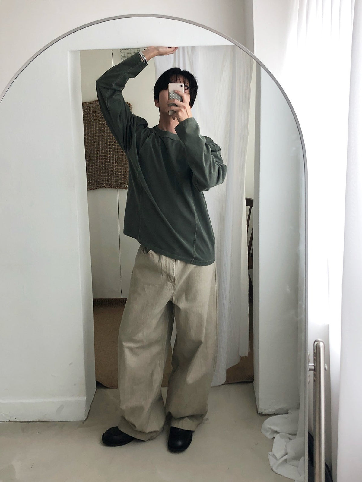MAGNOLIA Reverse Pigment Long Sleeve Tee(KHAKI, NAVY, CHARCOAL) 商品画像5/15