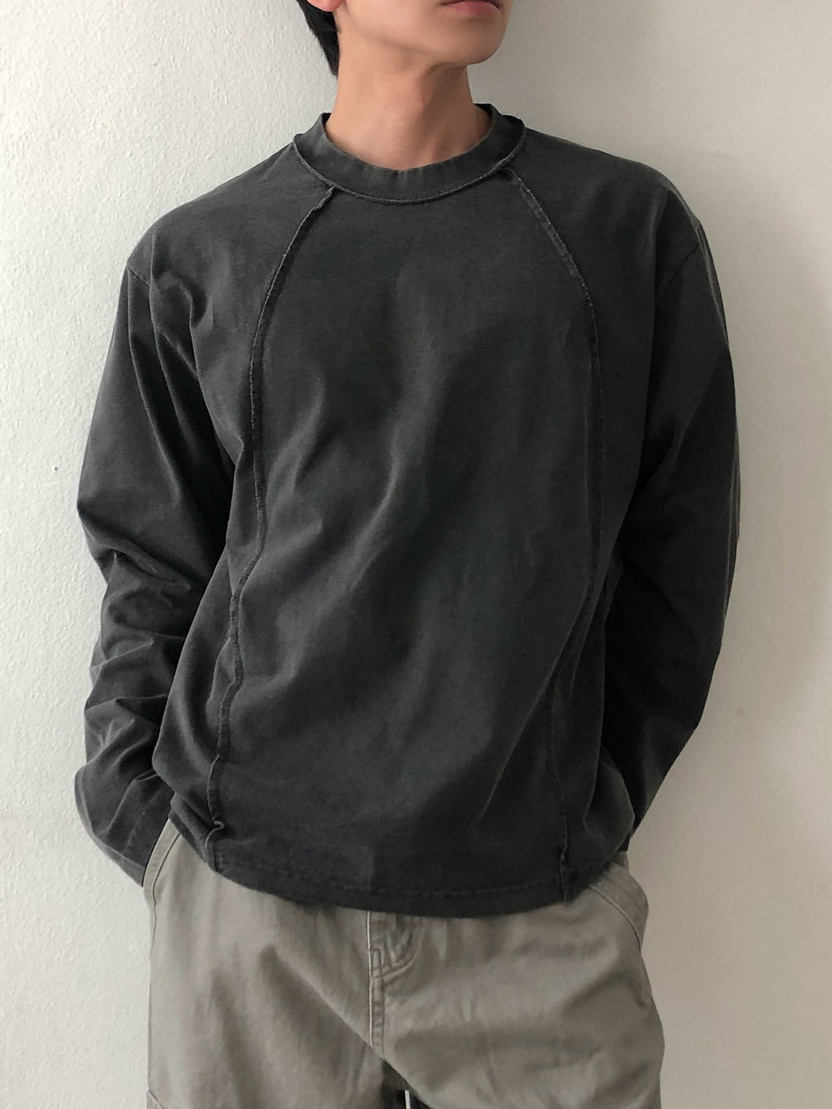 MAGNOLIA Reverse Pigment Long Sleeve Tee(KHAKI, NAVY, CHARCOAL) 商品画像8/15
