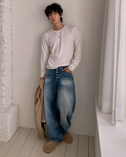 MAGNOLIA Roll-Down Wide Denim Pants(MEDIUM BLUE,BLACK BLUE) 商品画像5/12