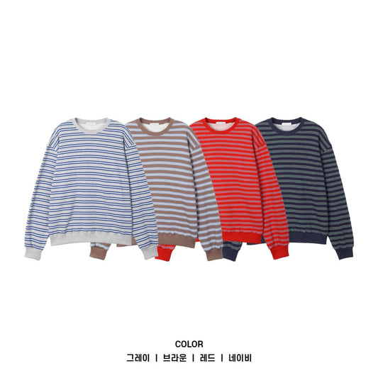 MAGNOLIA Rudy Stripe Sweatshirt(GRAY,BROWN,RED,NAY) 商品画像1/10