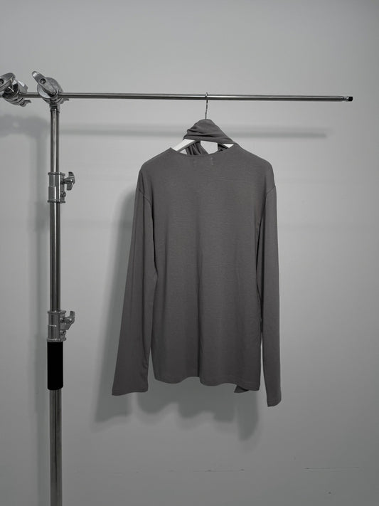 MAGNOLIA Scarf Neck Cutout Long Sleeve Top(GRAY,BLACK) 商品画像5/15