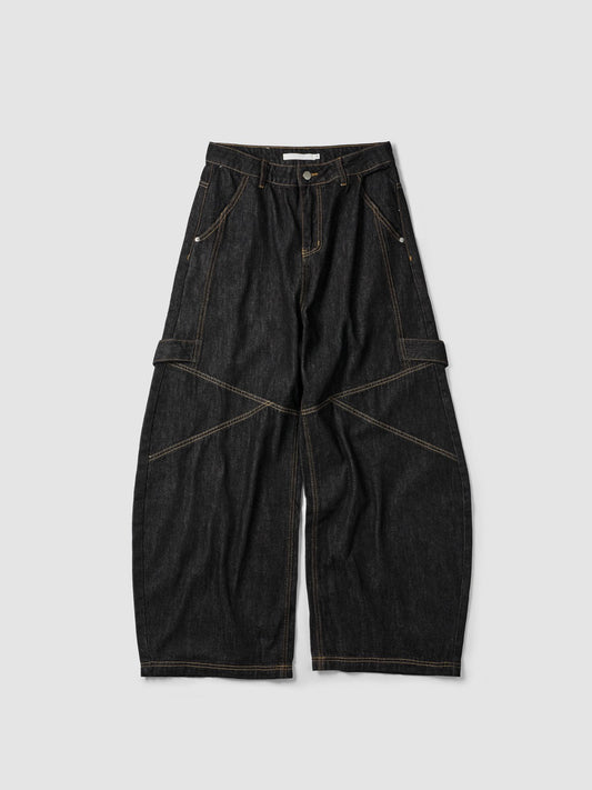 MAGNOLIA Side Strap Curved Denim Pants(DEEP BLACK) 商品画像1/11