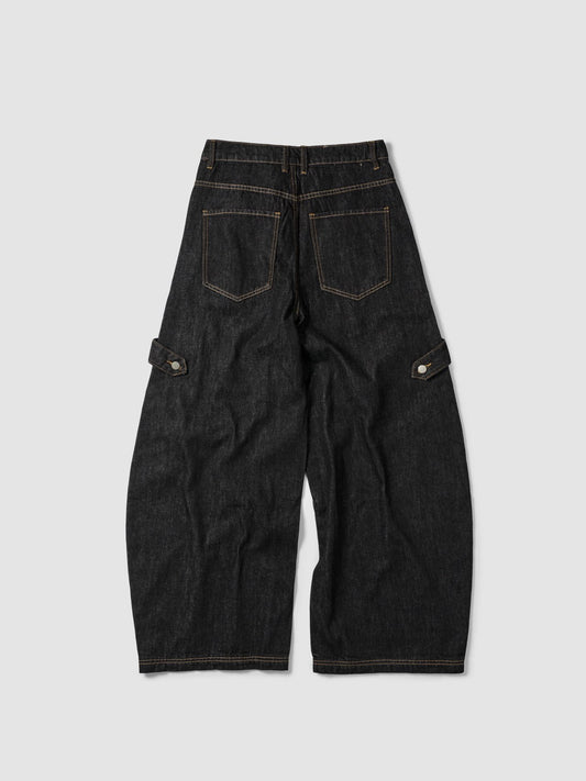 MAGNOLIA Side Strap Curved Denim Pants(DEEP BLACK) 商品画像2/11
