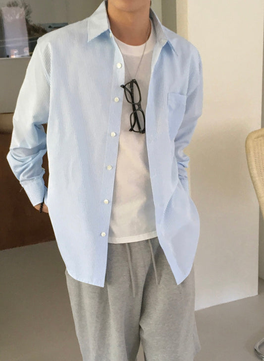 MAGNOLIA Skyline Stripe Relax Shirt(LIGHT BLUE,BLUE) 商品画像2/16