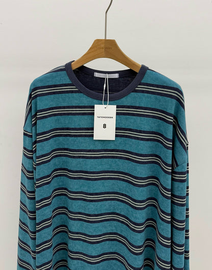 MAGNOLIA Snow Stripe Long Sleeve Tee(GREEN,BLUE,BROWN,CHARCOAL) 商品画像3/12