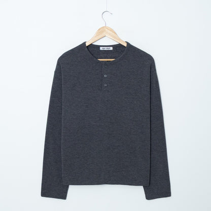 MAGNOLIA Soft Brushed Rib Henley Tee(IVORY,CHARCOAL,BROWN,BLACK) 商品画像2/7