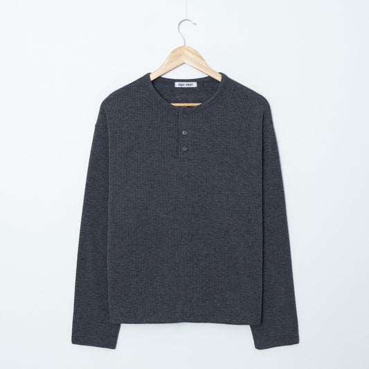 MAGNOLIA Soft Brushed Rib Henley Tee(IVORY,CHARCOAL,BROWN,BLACK) 商品画像2/7