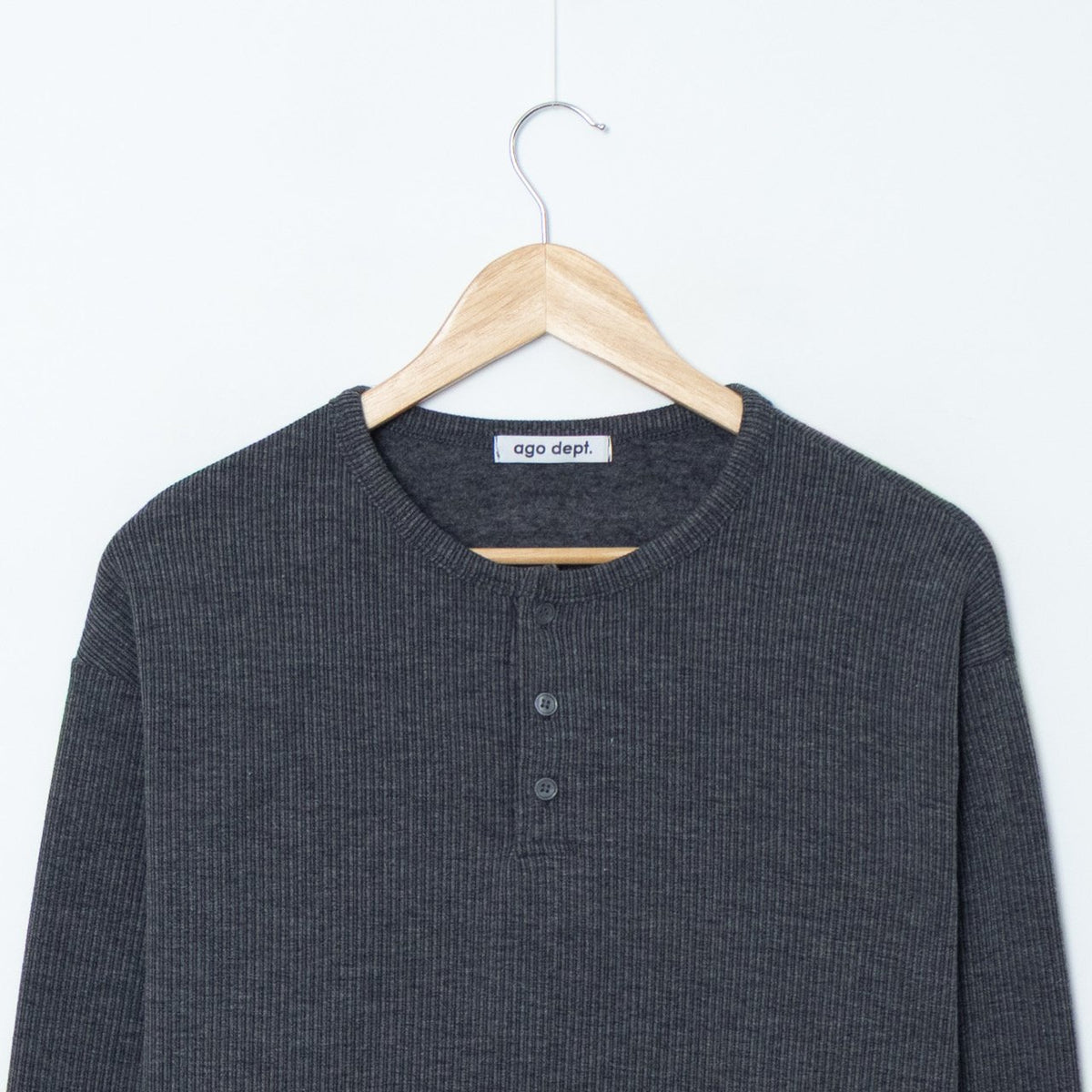 MAGNOLIA Soft Brushed Rib Henley Tee(IVORY,CHARCOAL,BROWN,BLACK) 商品画像3/7