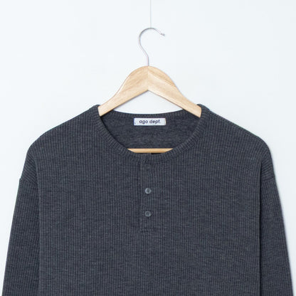 MAGNOLIA Soft Brushed Rib Henley Tee(IVORY,CHARCOAL,BROWN,BLACK) 商品画像3/7