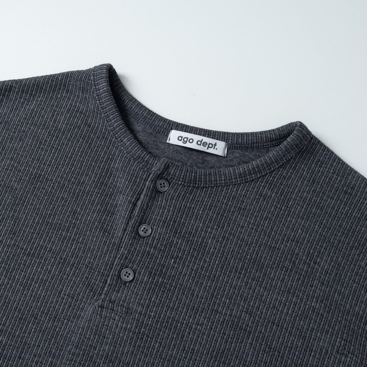 MAGNOLIA Soft Brushed Rib Henley Tee(IVORY,CHARCOAL,BROWN,BLACK) 商品画像4/7