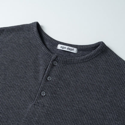 MAGNOLIA Soft Brushed Rib Henley Tee(IVORY,CHARCOAL,BROWN,BLACK) 商品画像4/7