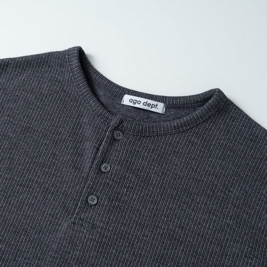 MAGNOLIA Soft Brushed Rib Henley Tee(IVORY,CHARCOAL,BROWN,BLACK) 商品画像4/7