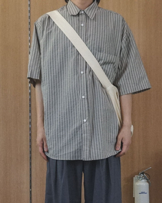 MAGNOLIA Soft Stripe Relax Half Shirt(IVORY,BLUE,BEIGE) 商品画像4/6