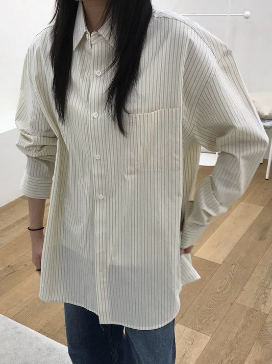 MAGNOLIA Soft Tone Stripe Shirt(BEIGE,NAVY,BROWN) 商品画像2/14