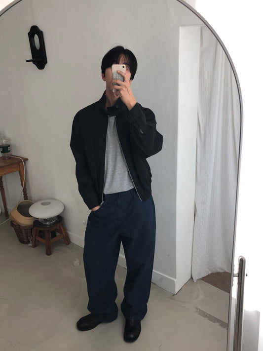 MAGNOLIA Stand Collar Cotton Harrington Jacket(BLACK,BROWN) 商品画像3/23
