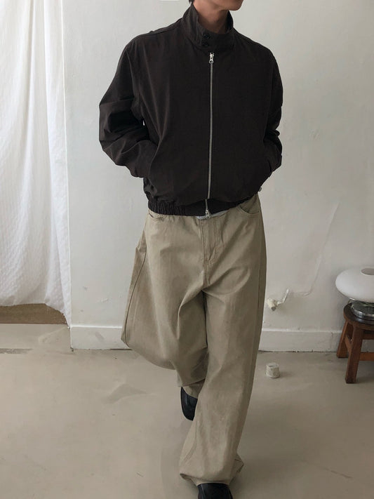 MAGNOLIA Stand Collar Cotton Harrington Jacket(BLACK,BROWN) 商品画像2/23