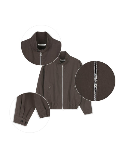 MAGNOLIA Stand Collar Cotton Harrington Jacket(BLACK,BROWN) 商品画像18/23