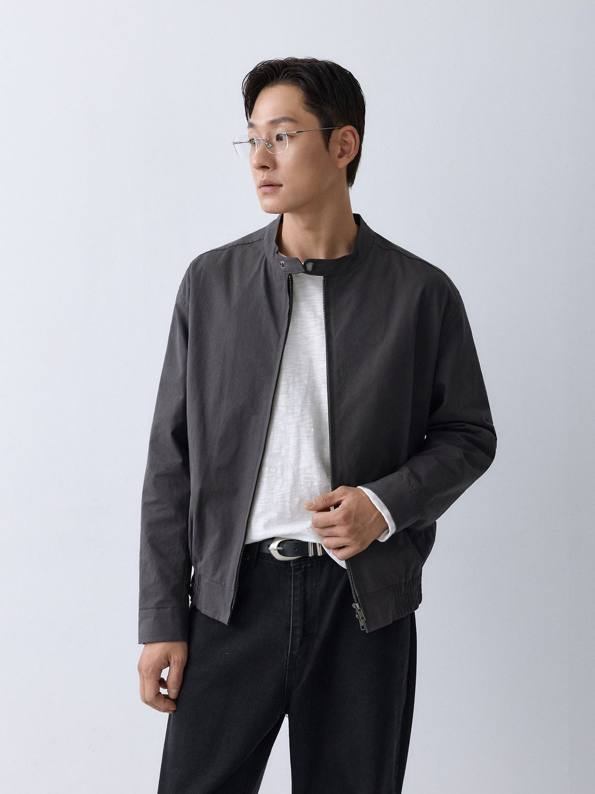 MAGNOLIA Stand Collar Cotton Zip Jacket(MINT,BLUE,CHARCOAL) 商品画像2/15