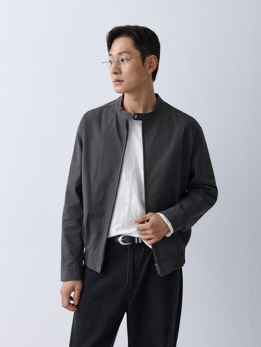 MAGNOLIA Stand Collar Cotton Zip Jacket(MINT,BLUE,CHARCOAL) 商品画像2/15